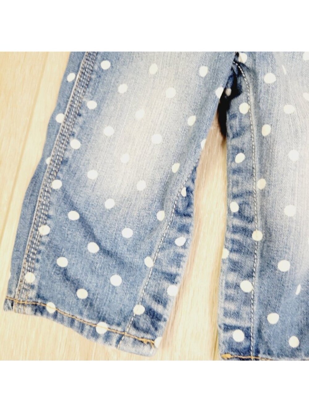 OshKosh Bgosh Baby Girls Polka Dot Denim Overalls Size 9M Adjustable Straps - Picture 3 of 5